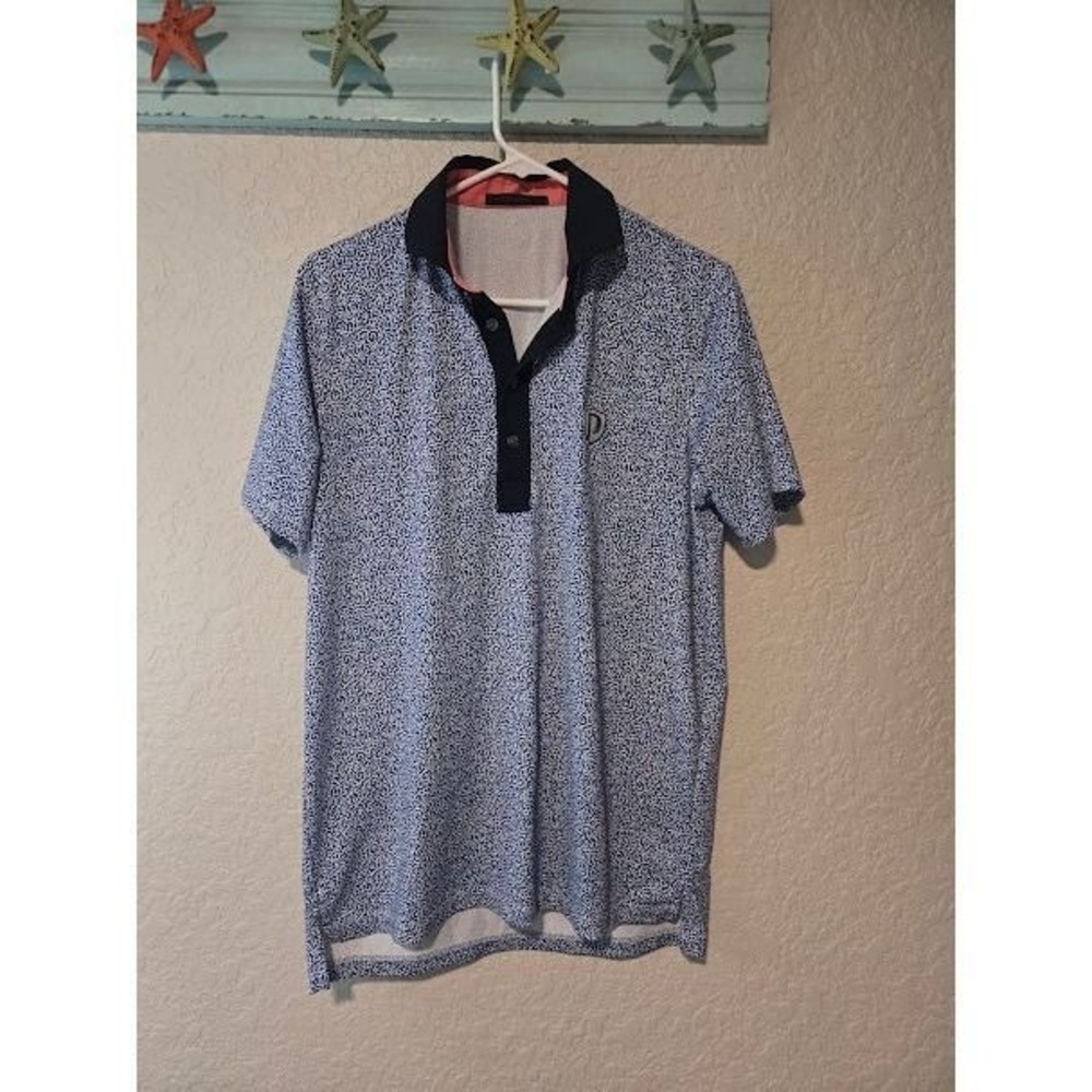 Greyson Blue Printed Polo- Logo on Front